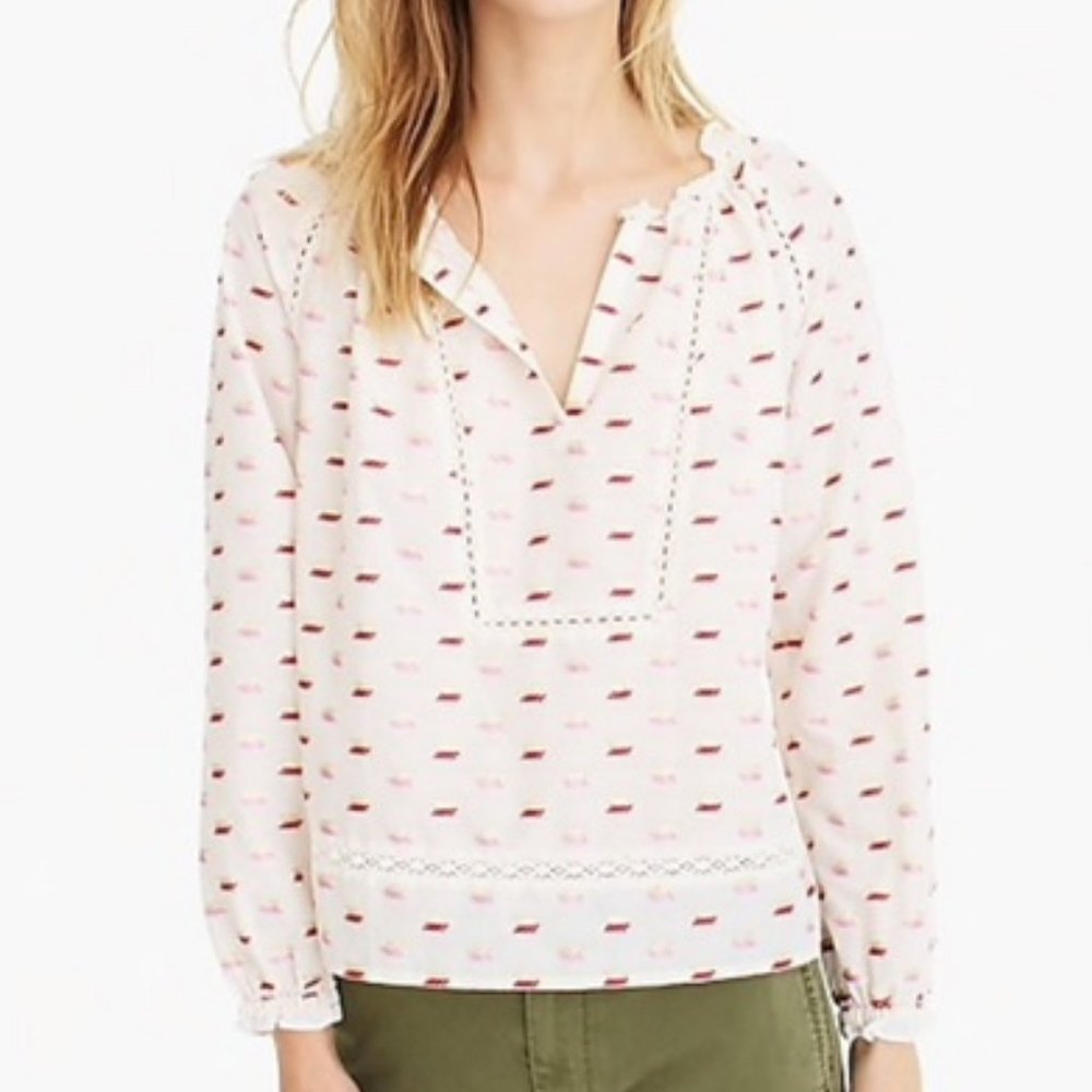 J. Crew Point Sur Ruffle Neck Metallic Top - Picture 3 of 8